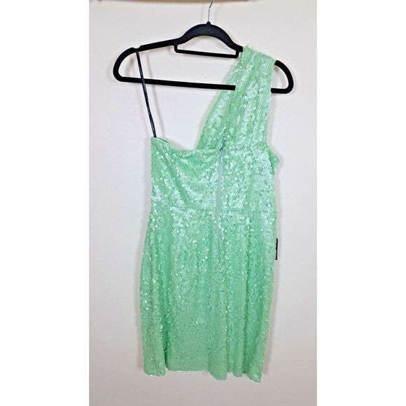Marciano Dress Size Large Green Sequin One Shoulder Cocktail Formal Wedding - Picture 2 of 7